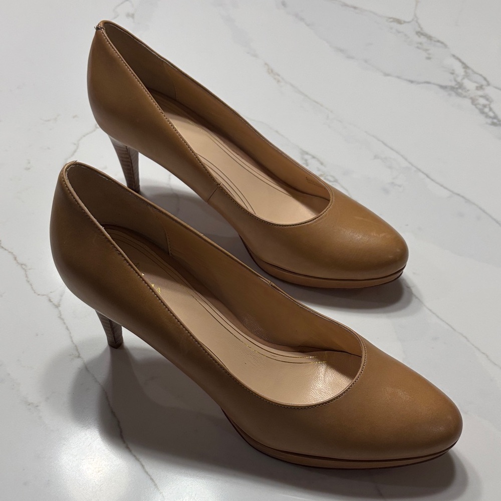 Cole Haan + Nike Air Caramel Leather Round-Toe Pumps